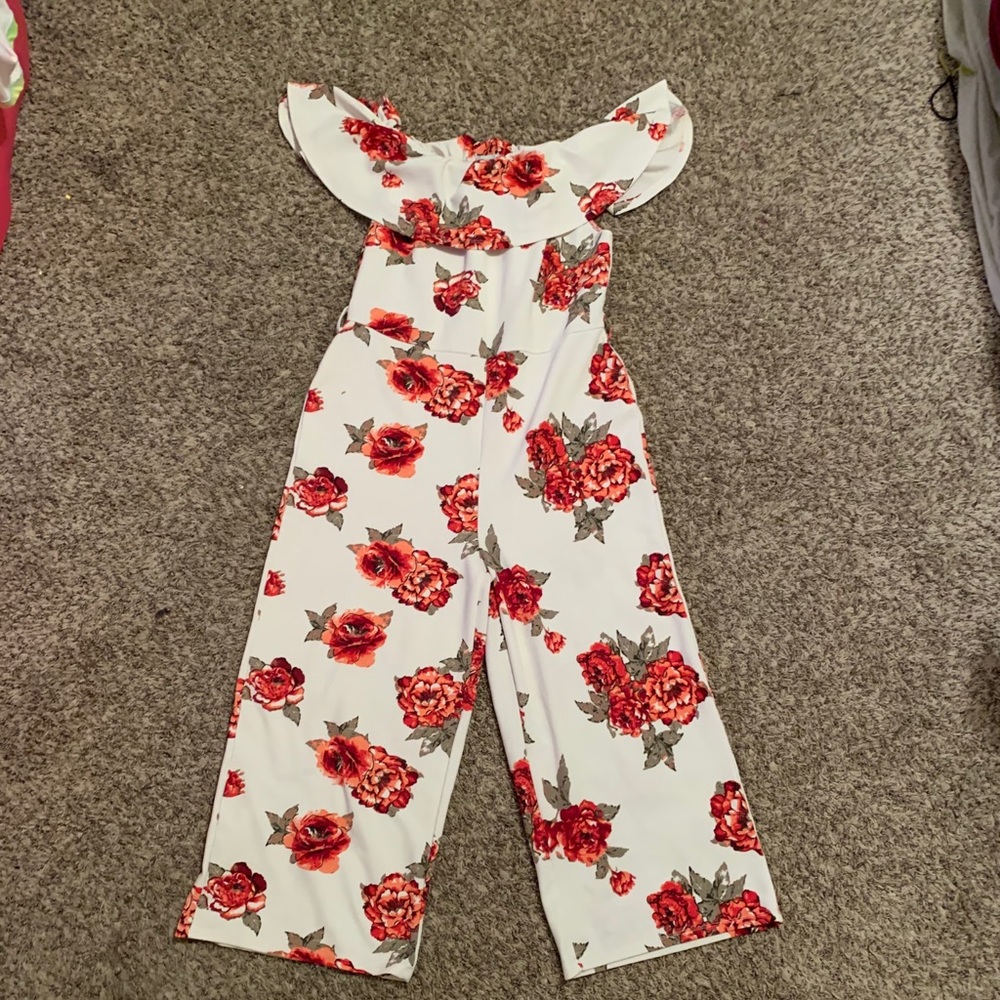 white romper with red roses